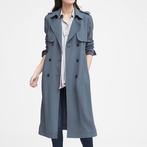 Soft Pleated Long Trench Coat